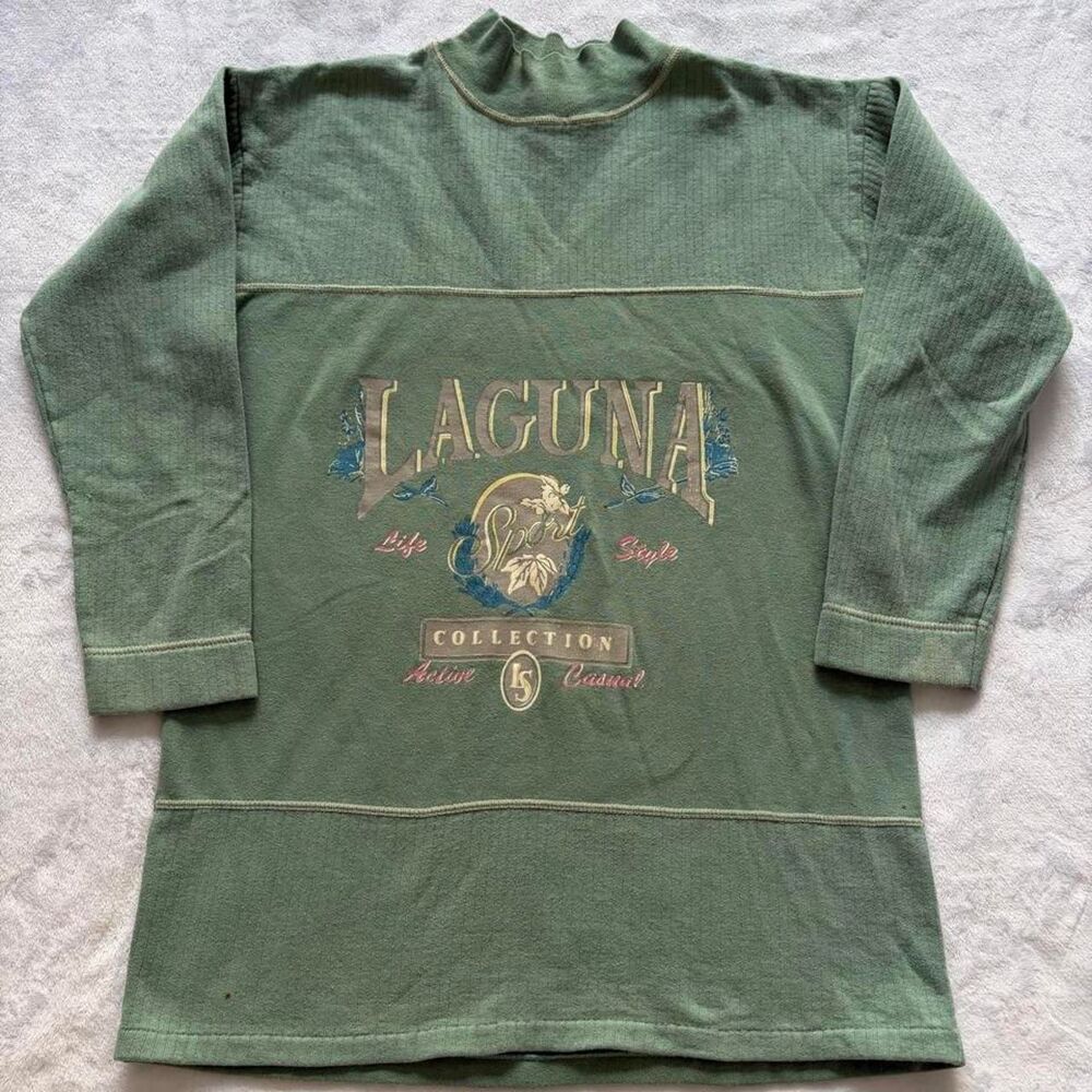 Laguna Vintage Crewneck Sweatshirt Women's M Tennis Long Sleeve Loungewear Surf